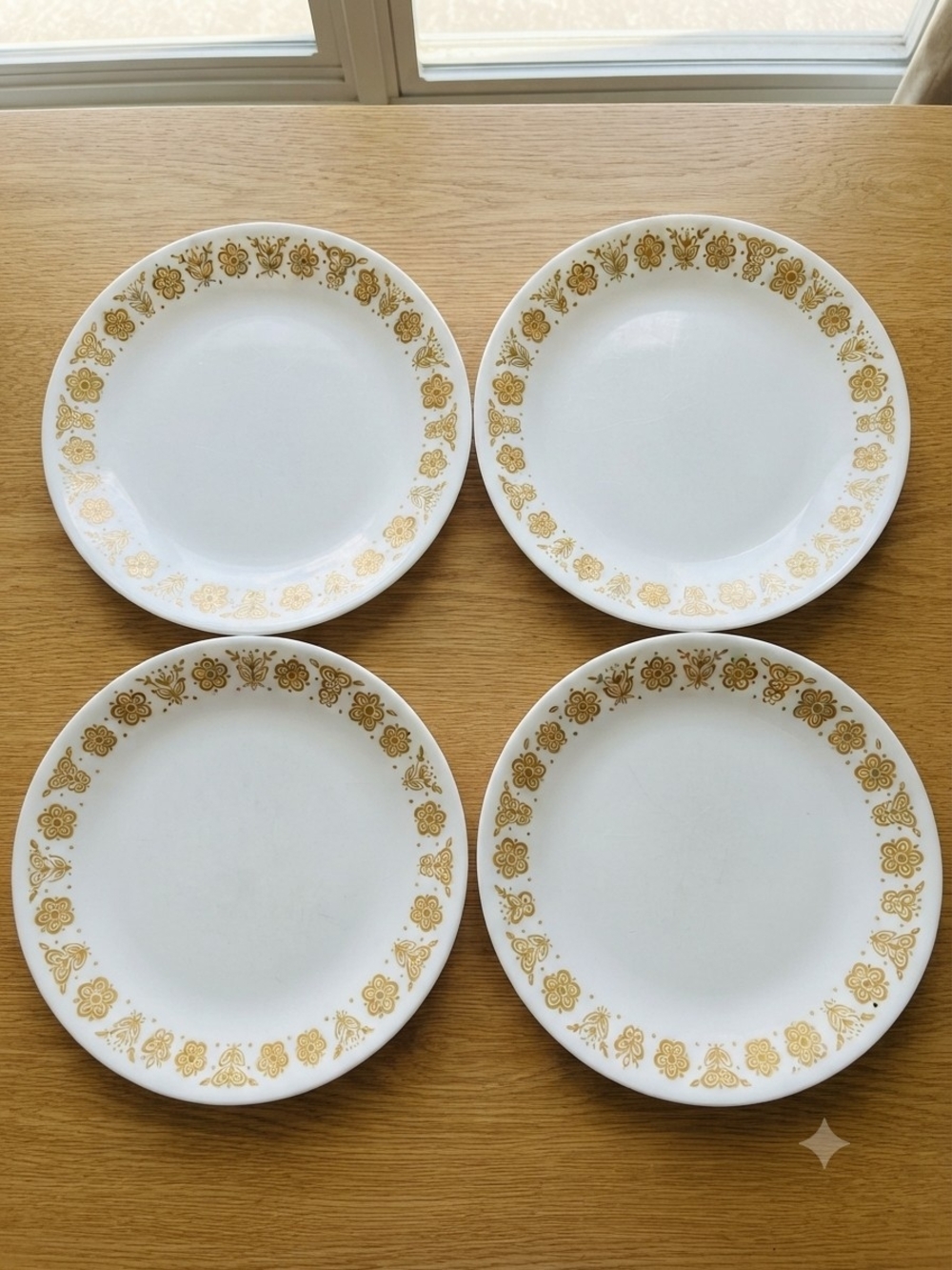 Vintage Corelle Butterfly Gold 10" Dinner Plates (Set of 4)